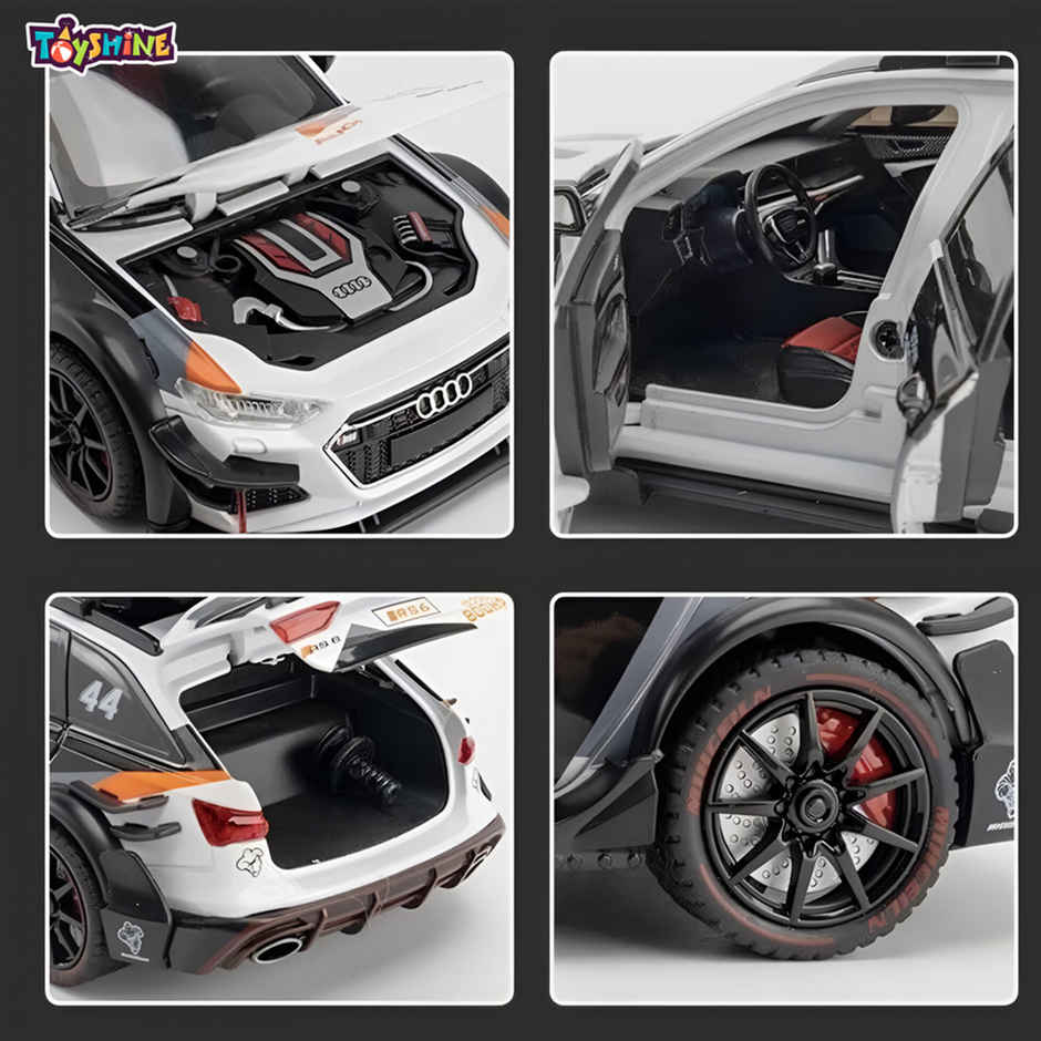 Toyshine 1:24 Die Cast Racing A4 Sports Car with Music Pull Back & Opening Doors for Kids 3+ Black