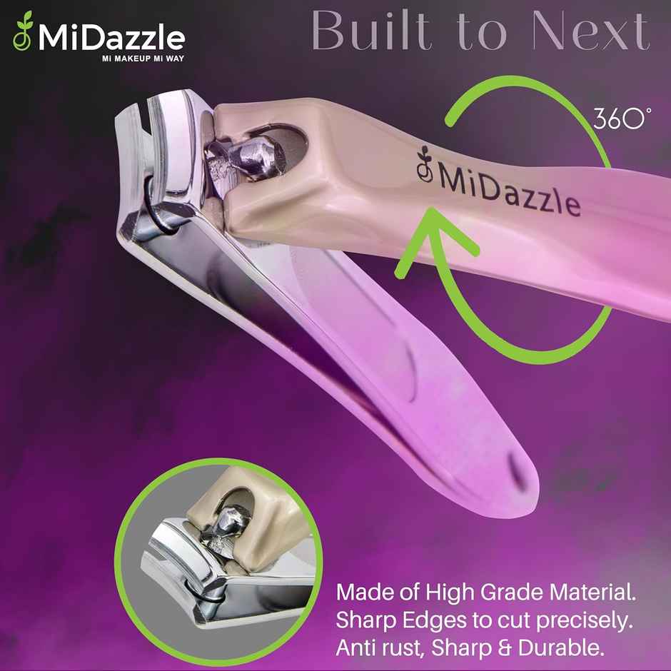 Midazzle Curve Nail Clipper, Fingernail and Toenail Cutter - Elegant Gold |MINA3708