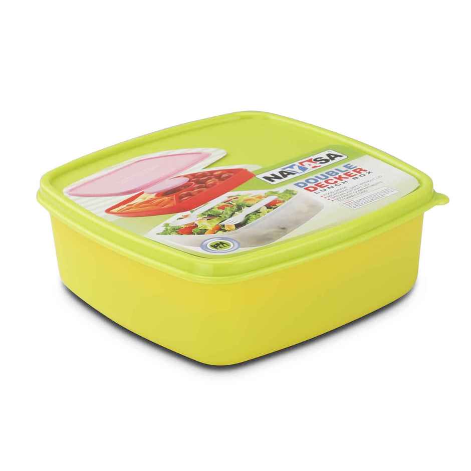 Nayasa Round Double Decker BPA Free and Food Grade Plastic Lunchbox | Green