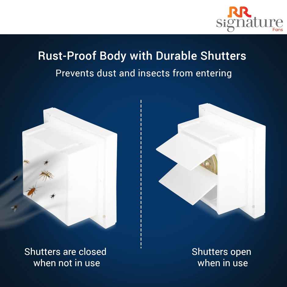 RR Signature Vento Deluxe 30 Watt Exhaust Fan,150mm,Strong Air Suction,Rust Proof,Anti-Dust Shutters - White