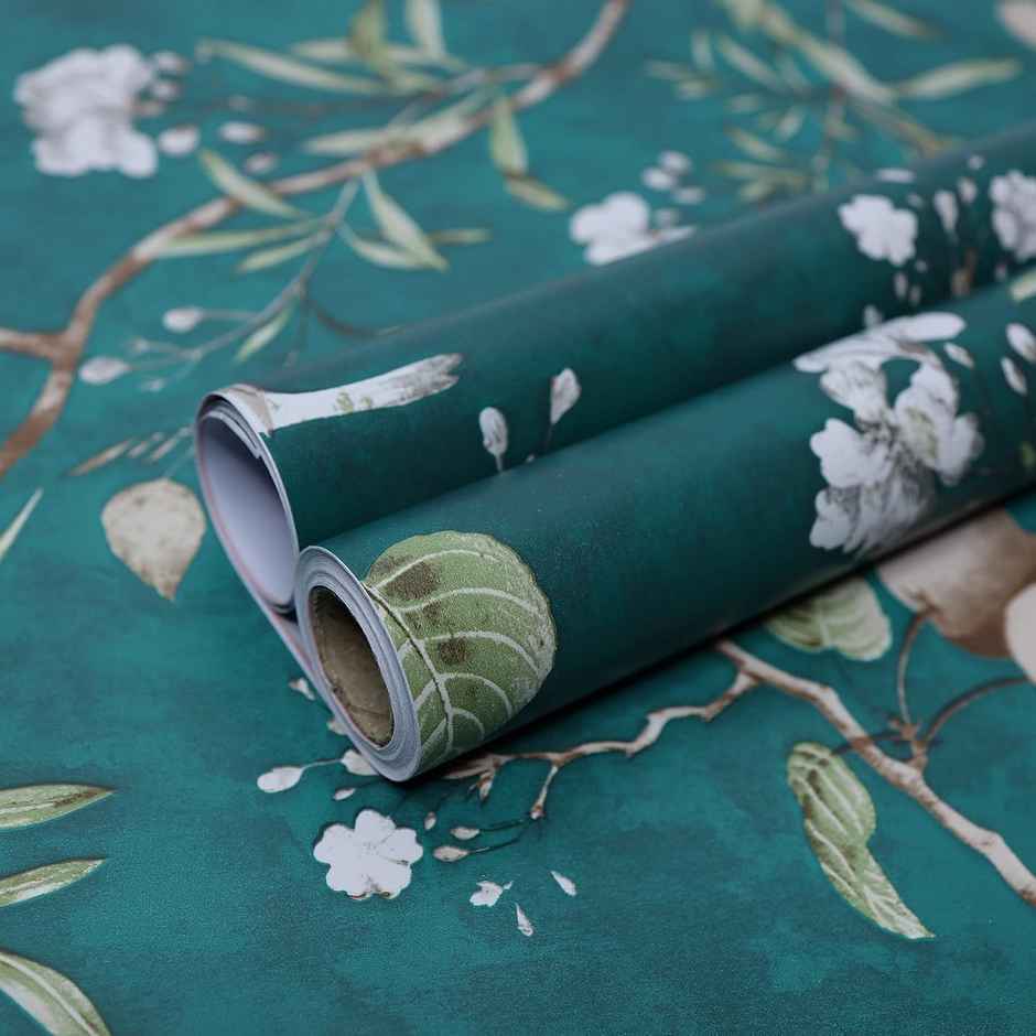 Wollzo Green Sparrow Self Adhesive Wallpaper Sticker (45 X 500 Cm Multicolor)