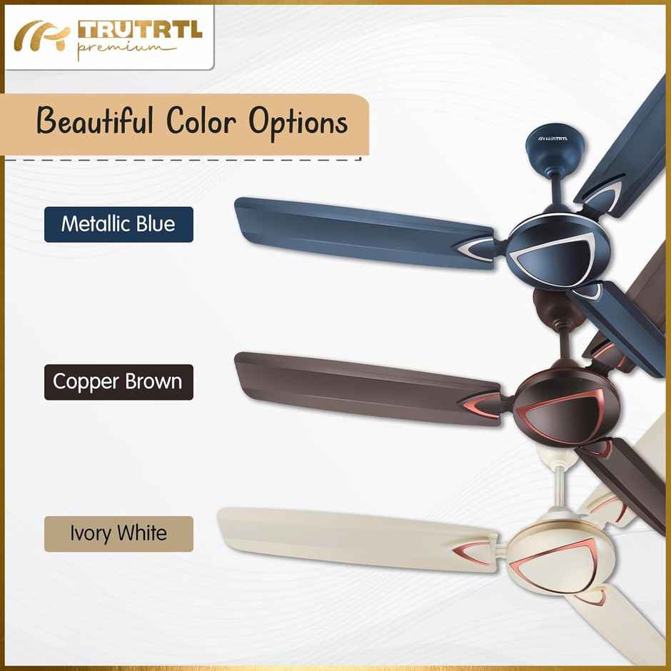 truTRTL Premium Ultra Ceiling Fan, 1200mm/48 inch, High-Speed, Energy Saving, Copper Brown