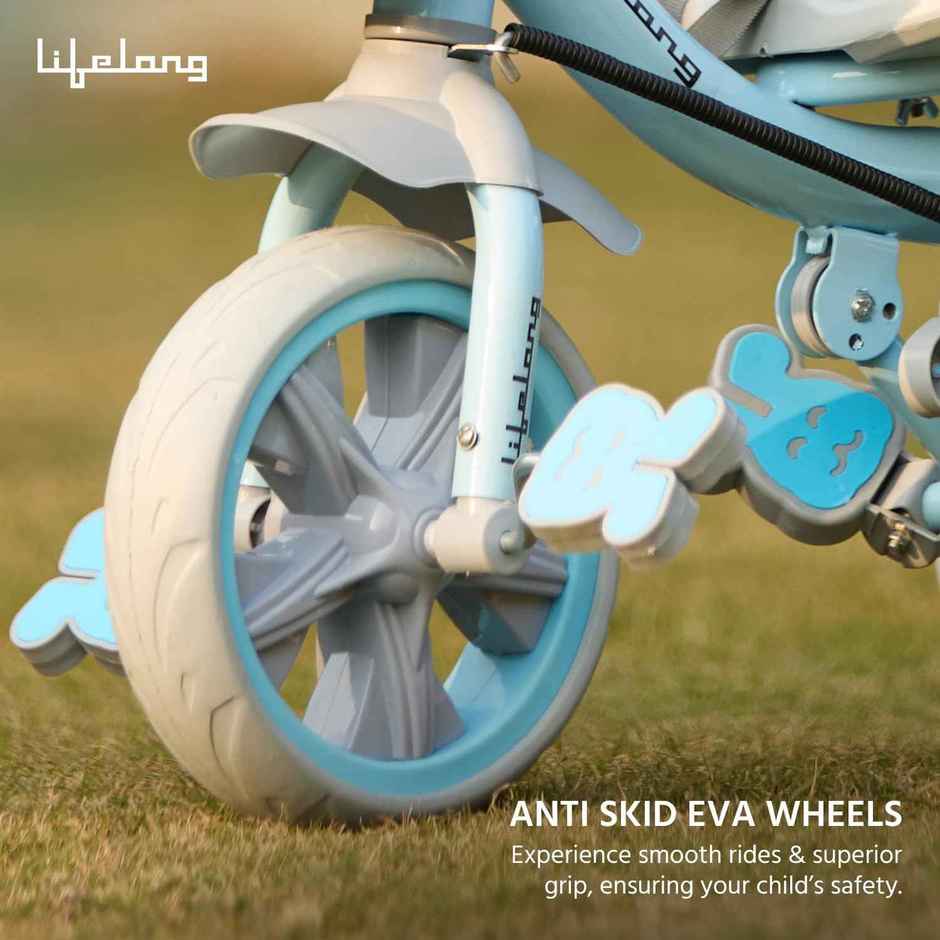 Lifelong Kids Tricycle 2-5 Years with Parental Control | EVA Wheels | Blue & Grey | 30 kg