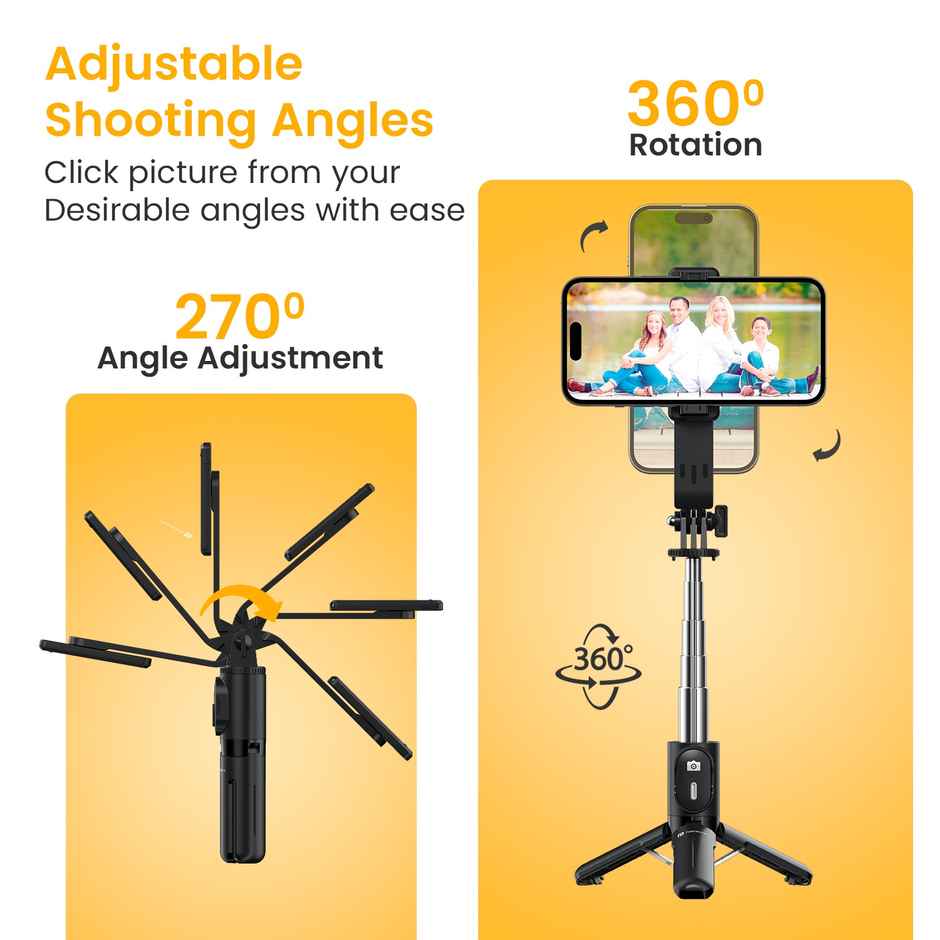 Portronics Lumistick Mini Adjustable Smart Selfiestick & Tripod