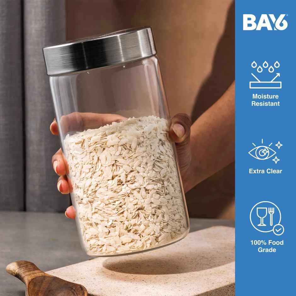 BAY6 Premium Imported Borosilicate Glass Jar - 1200 ml