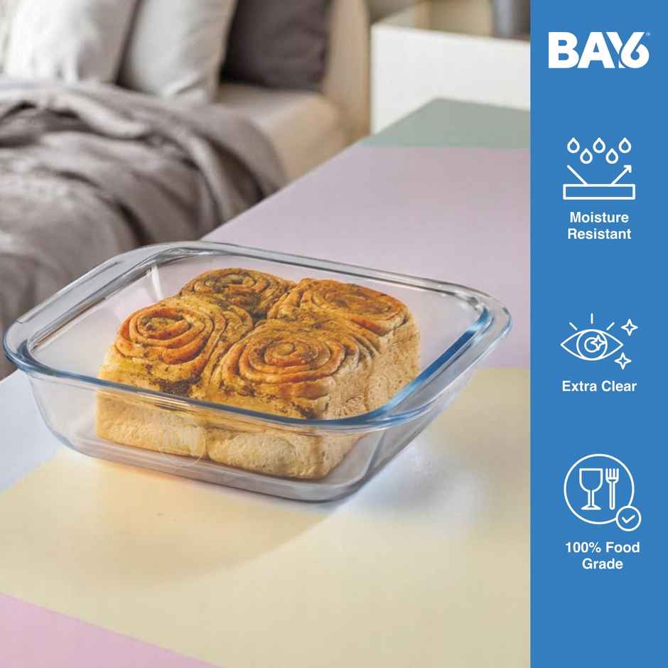 BAY6 Premium Imported Borosilicate Baking Dish Square - 850 ml