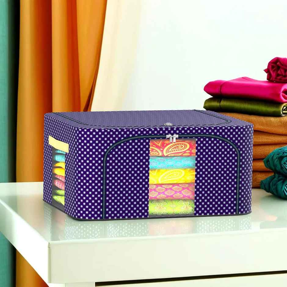 Kuber Industries 24 Liter Steel Frame Waterproof Parachute Cloth Storage Box | Blue