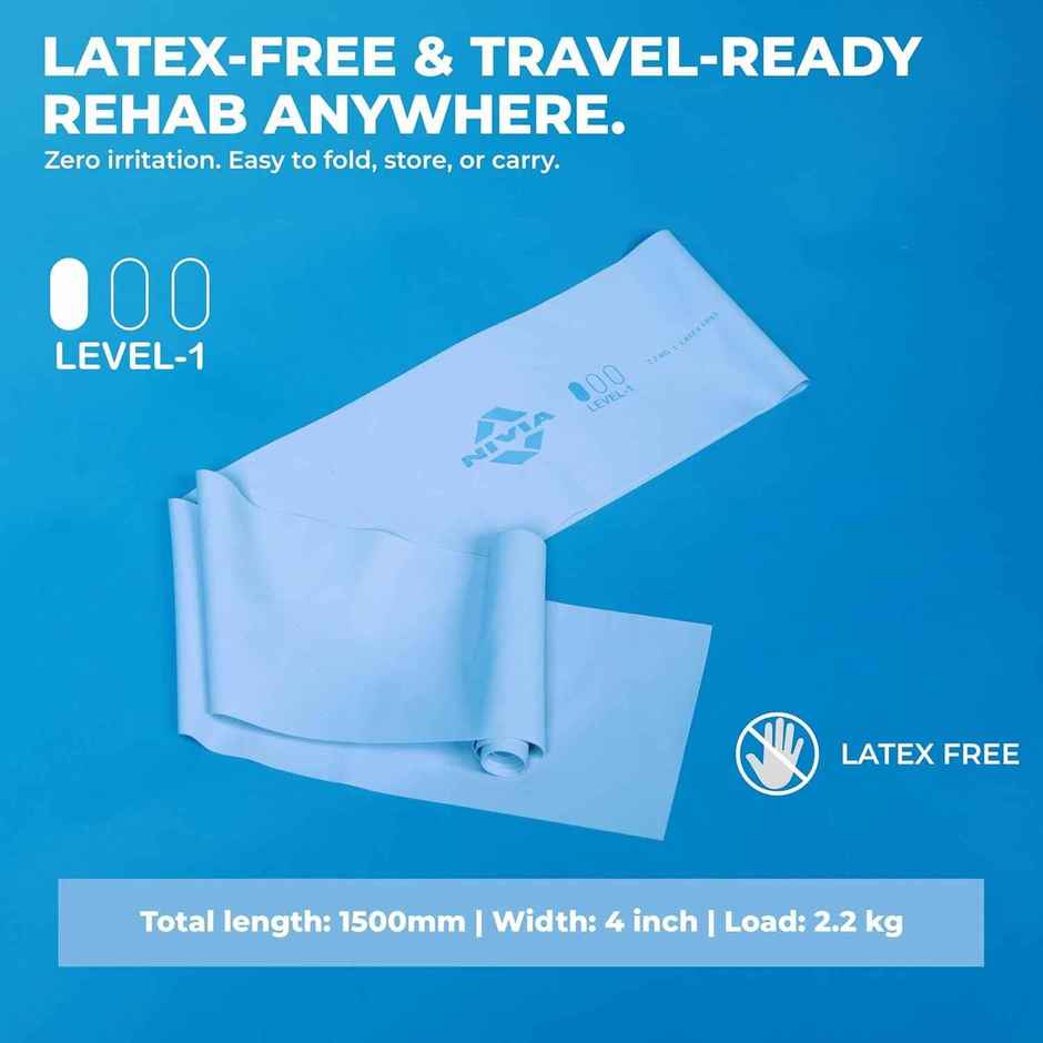 Nivia Stretch Band, Light Resistance Bands For Workout | 2.2 Kg Resistance Level - 1 | Light Blue