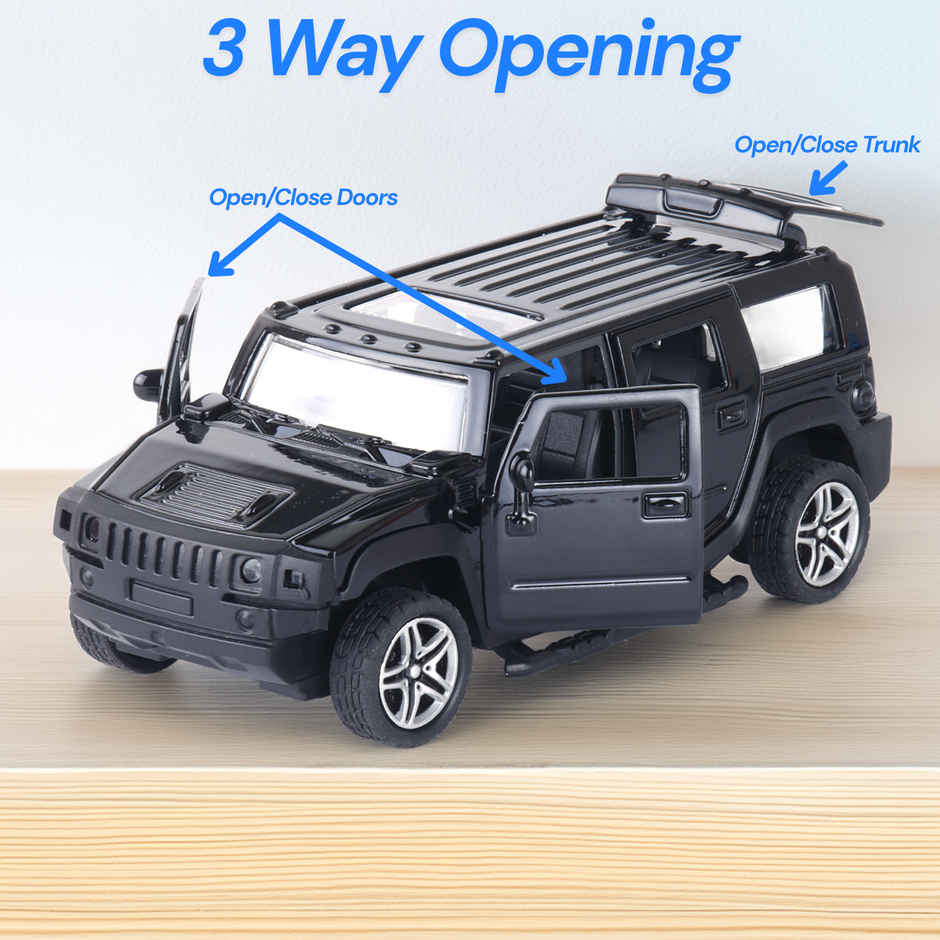 Race n Roll Premium Die-Cast Car | 3-Way Opening | Pull-Back Action | Humm Black