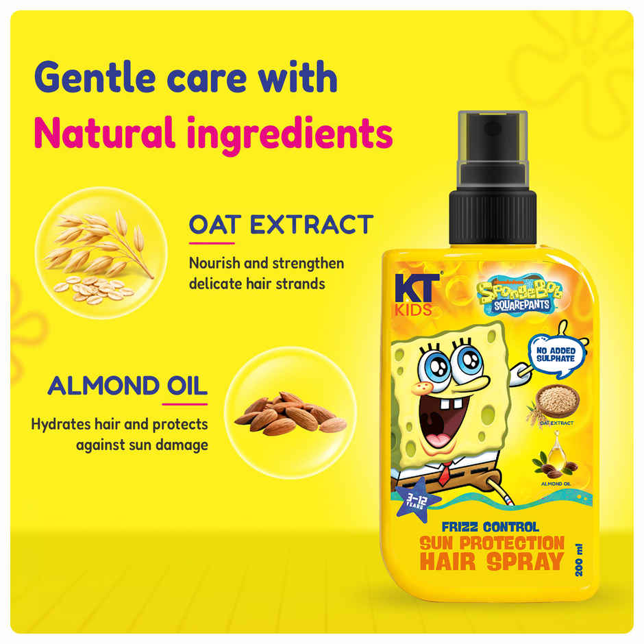 KT Kids Moisturizing Sun Protection Hair Spray with Oat Extract & Almond Oil 1 Pack