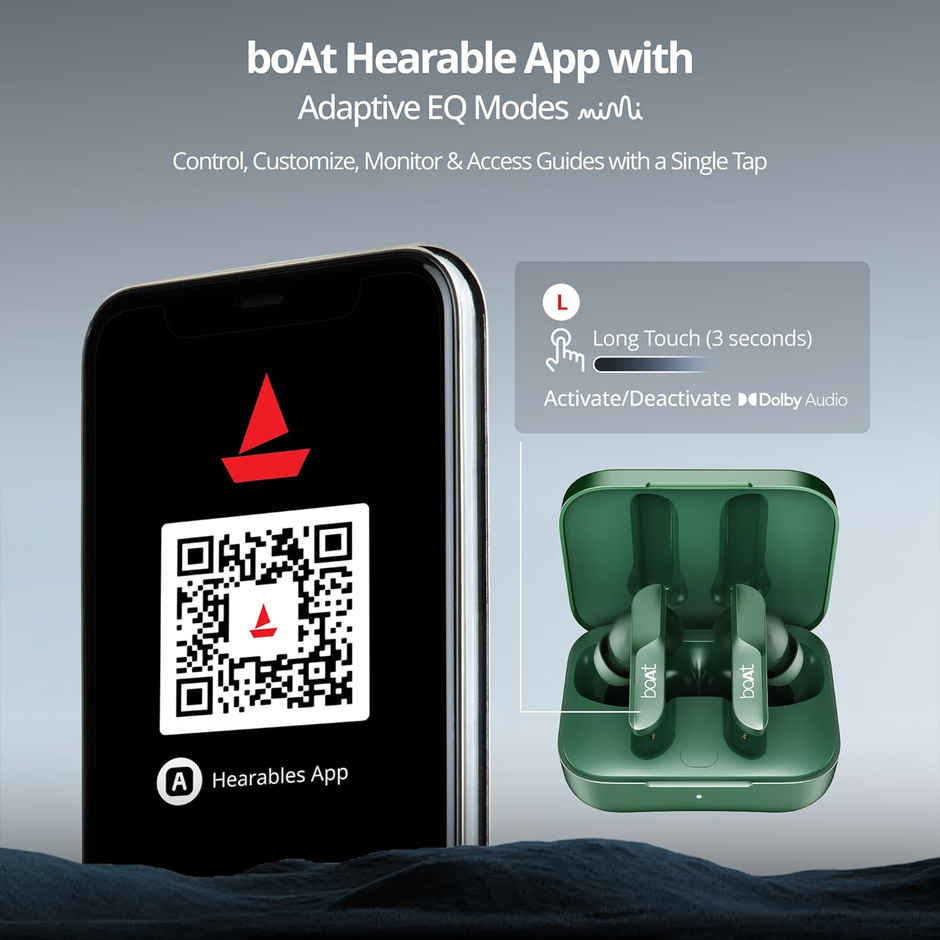 boAt Airdopes 800 TWS Earbuds w/ Dolby Audio, High Fidelity Drivers, 4 Mics ENX Tech & Hearables App(Interstellar Green)