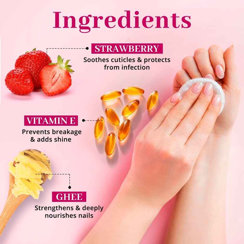 ENN Beauty Pureswipe Nail Remover Wipes Acetone Free Ghee and Vitamin E Biodegradable | Strawberry