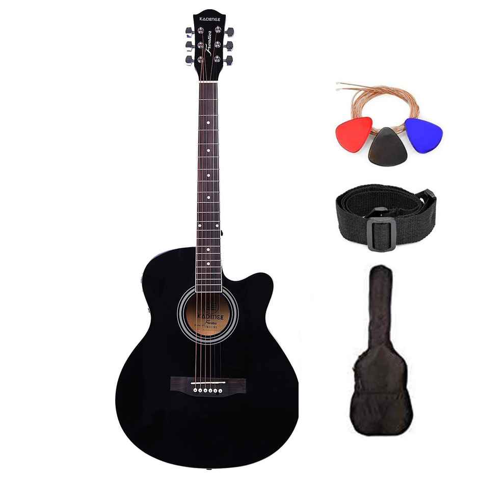 Kadence Guitar Frontier Series - Electric Acoustic Black Guitar with EQ & Accessories