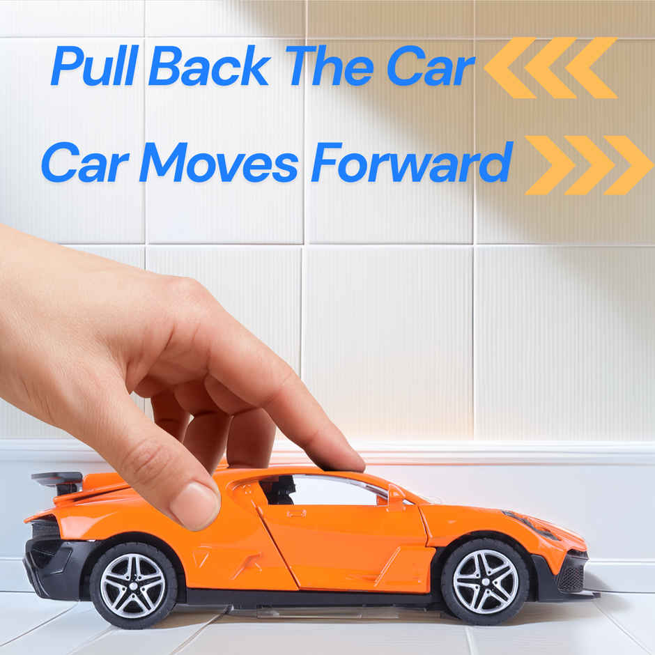 Frendo Premium Die-Cast Car | 3-Way Opening | Pull-Back Action | Bug Orange