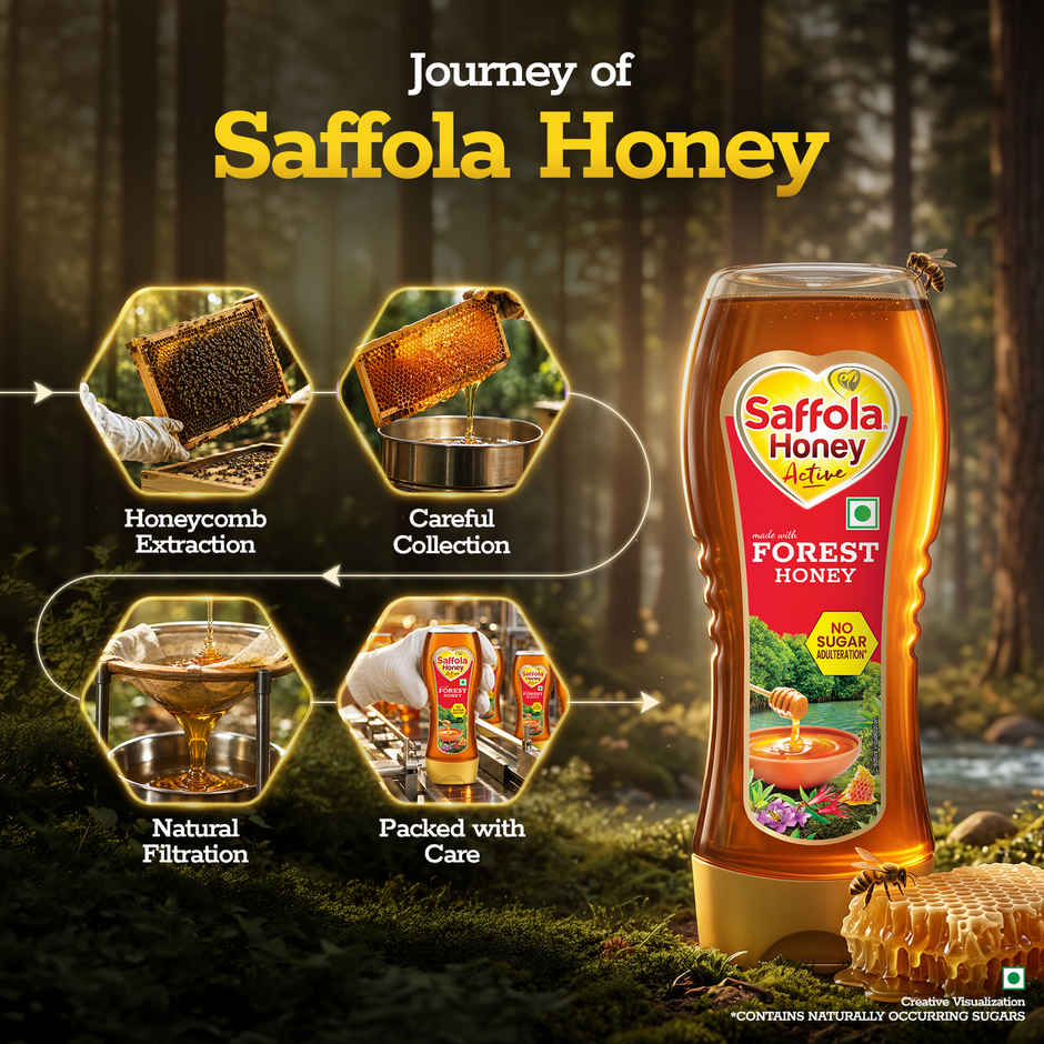 Saffola Honey Active, Made with Forest Honey, Pure Honey, No sugar adulteration