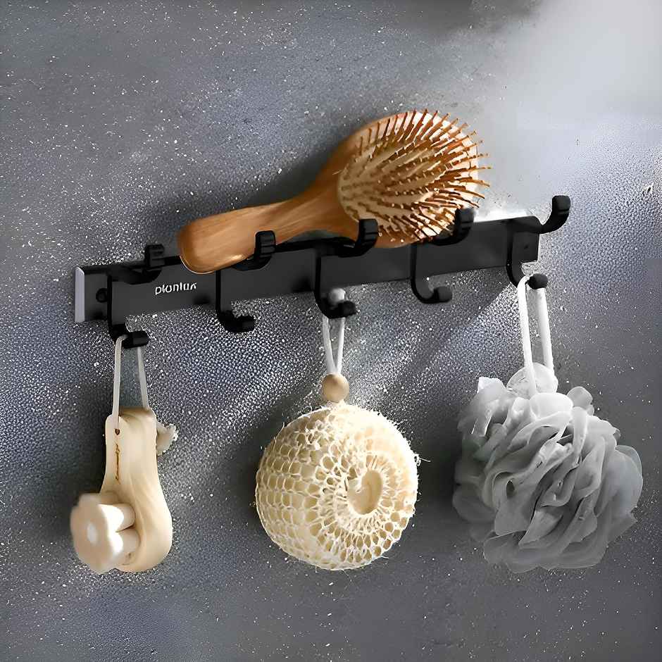 Moveable Hooks Plantex Aluminium Hook Rail with Movable Hooks for Bathroom Kitchen - 5 ...