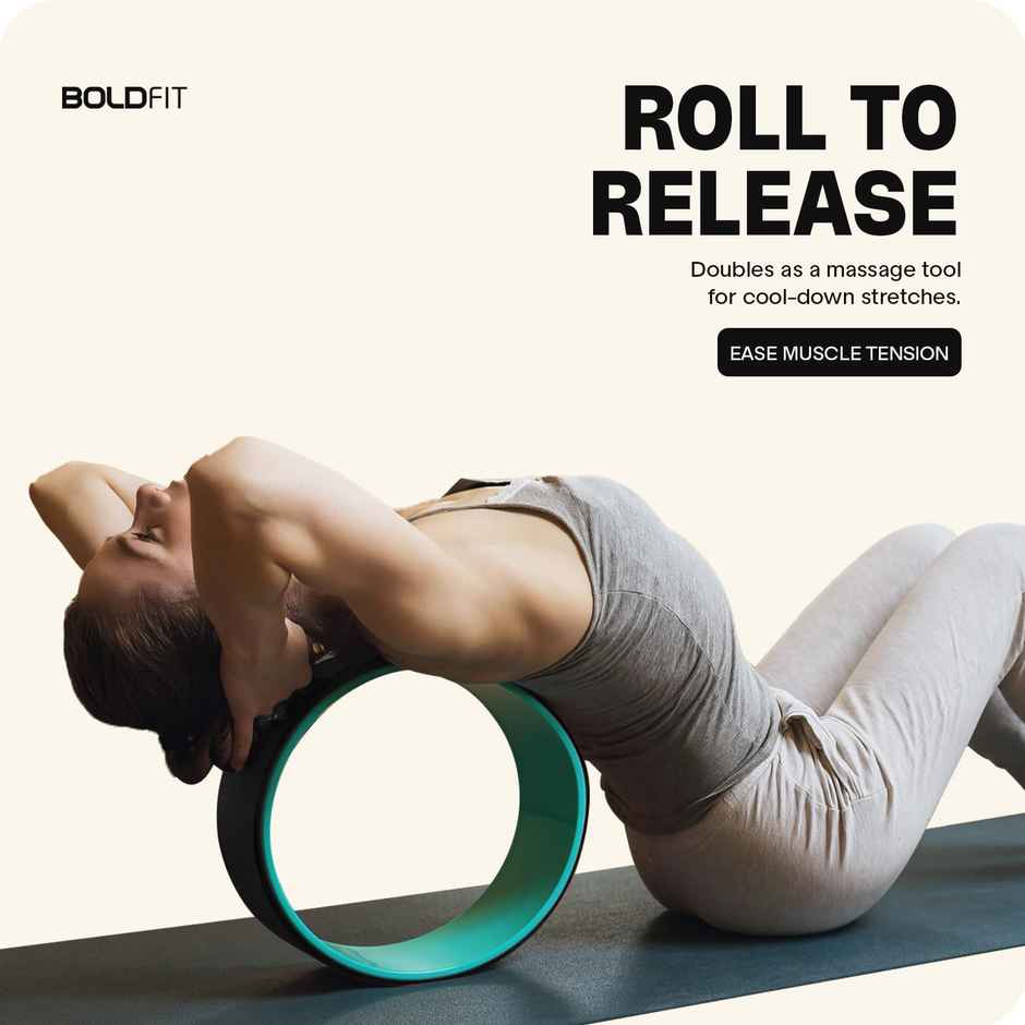 BOLDFIT Yoga Wheel | Stretching, Back Bends, Exercise Roller, Yoga Accessory for Home Workout |Blue