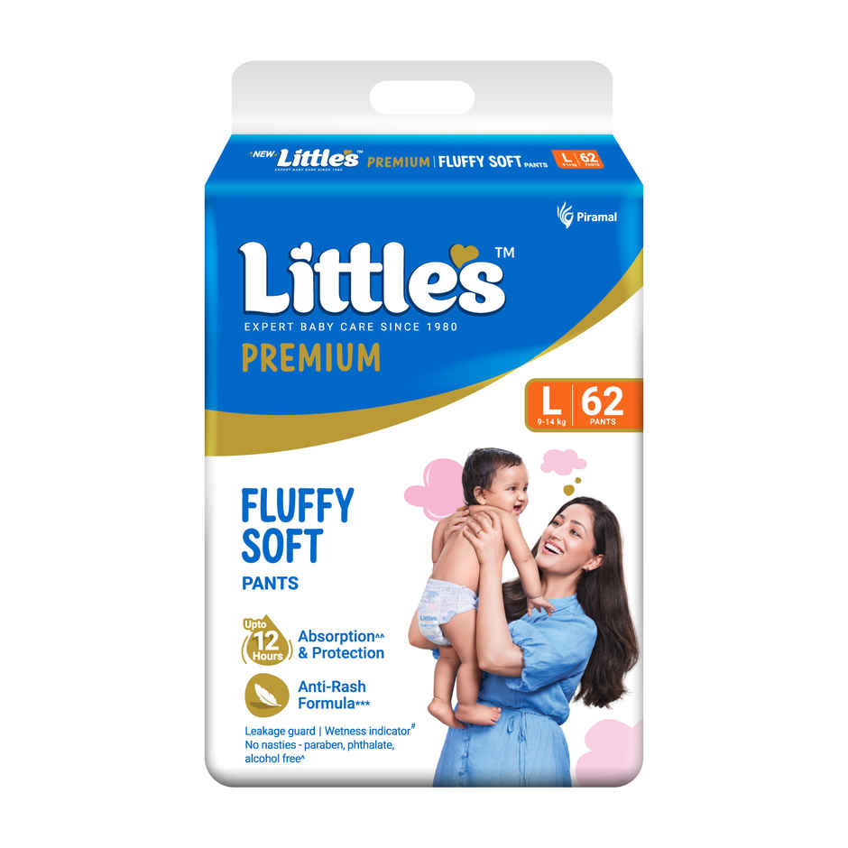 Little's Fluffy Soft Premium Baby Pant Style Diaper | L | Leakage Free | 62 pcs