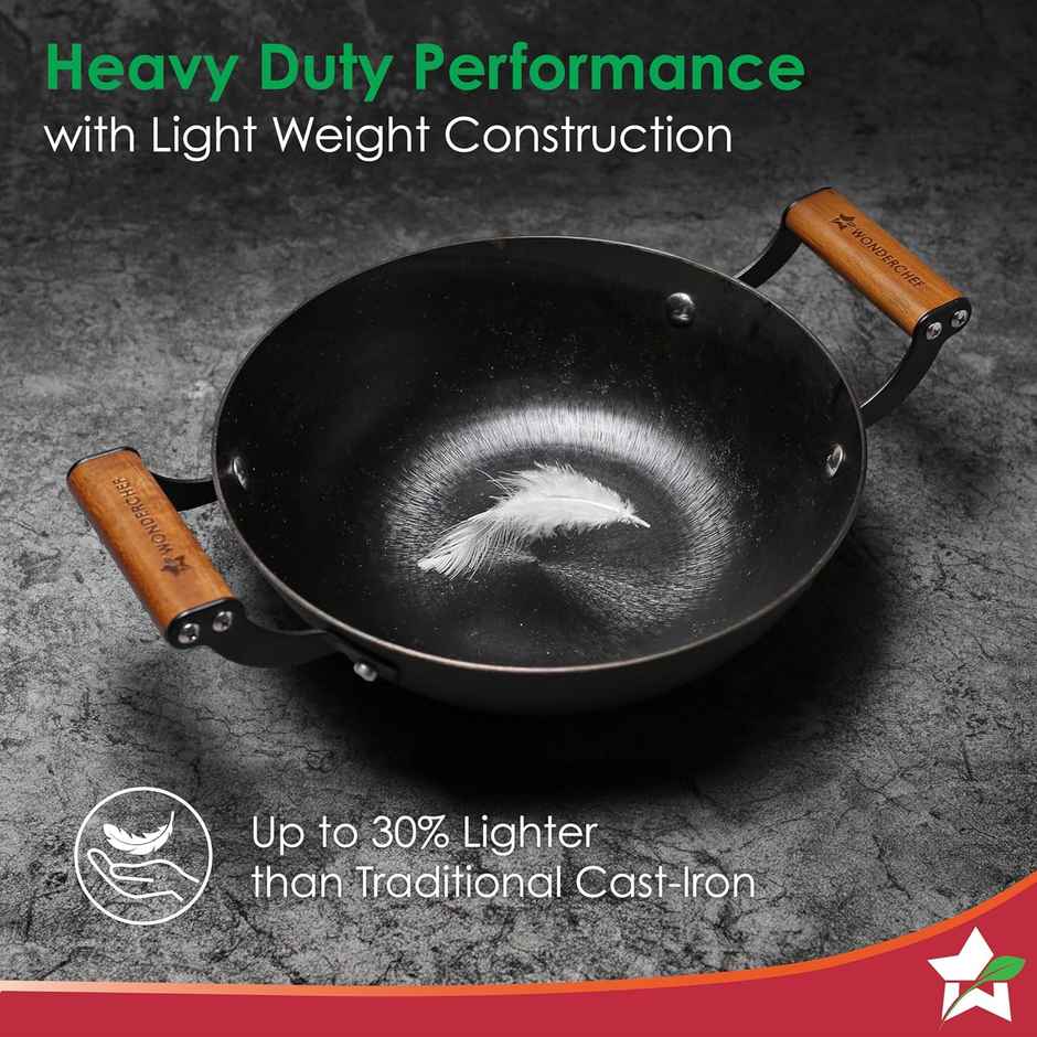 Wonderchef Pre-Seasoned Ferro Light 28Cm Kadhai | 3.2L