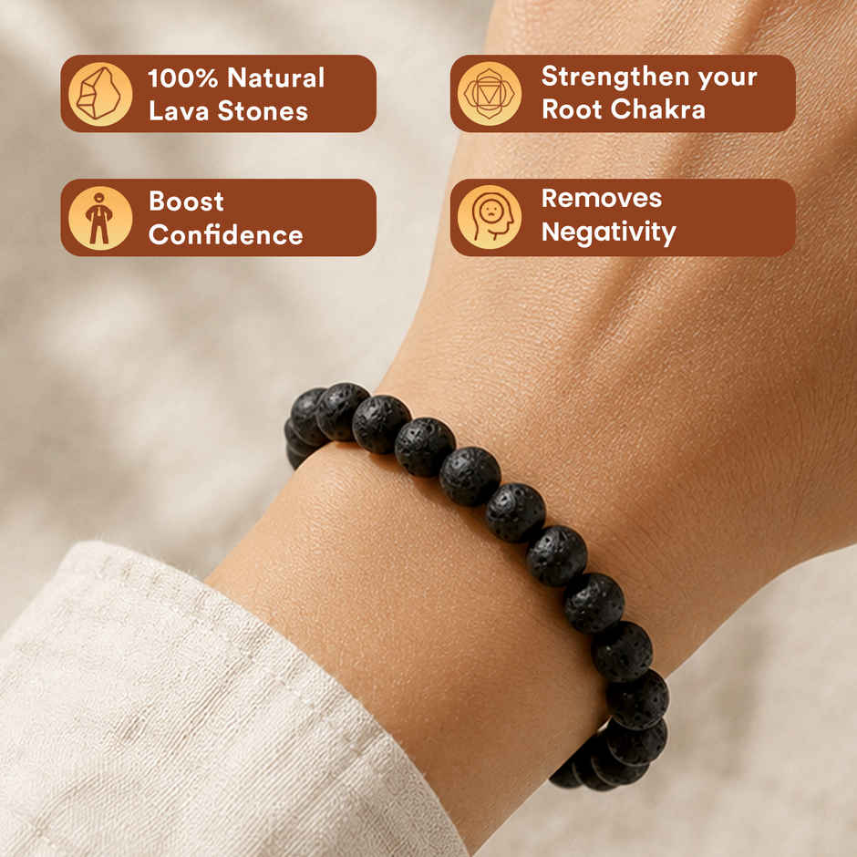 Pujashree Lava Stone Bracelet with Free Original Selenite Plate