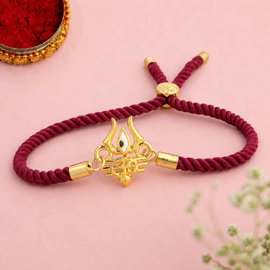 Gold Shiva Rakhi for Brother | Bracelet Adjustable | Pack of 1 | Voylla