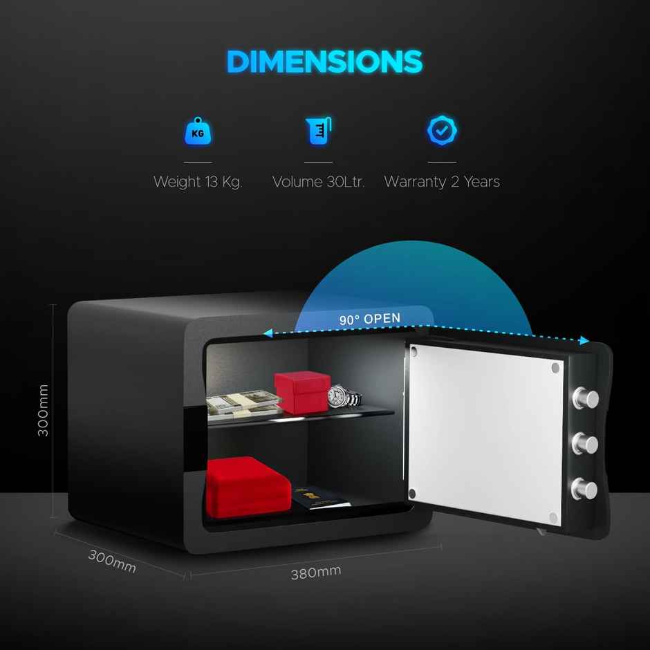 Ozone Acura 11 Life | Wi-Fi Fingerprint Digital Safe Locker for Home & Office | 30 Litres