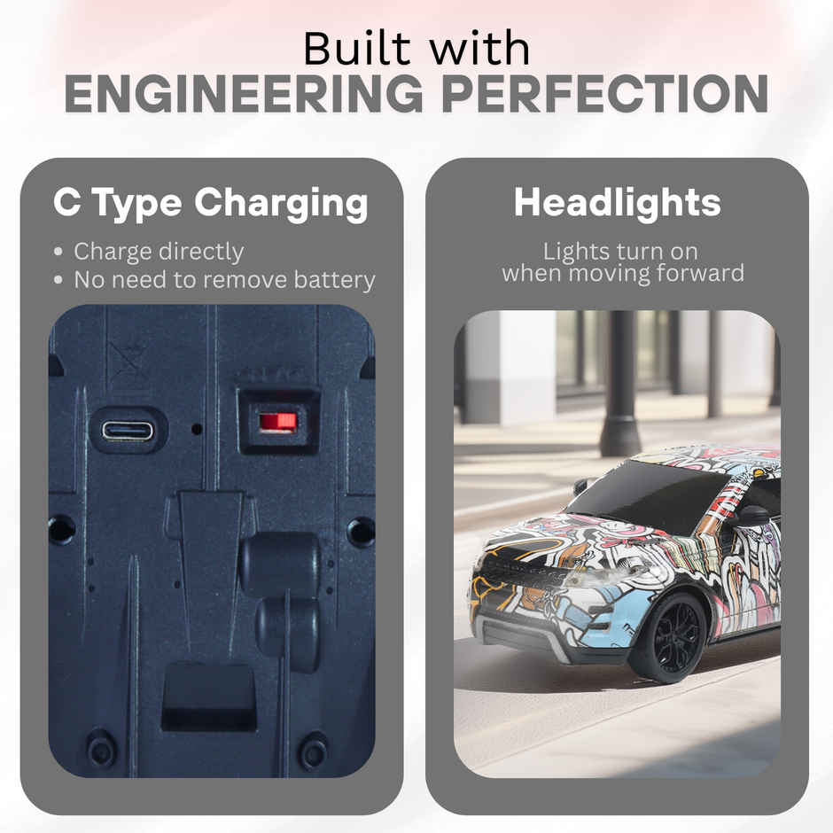 Race N Roll 1:24 Rechargeable Hi Speed Mini Remote Control Car - Rov Grafitti