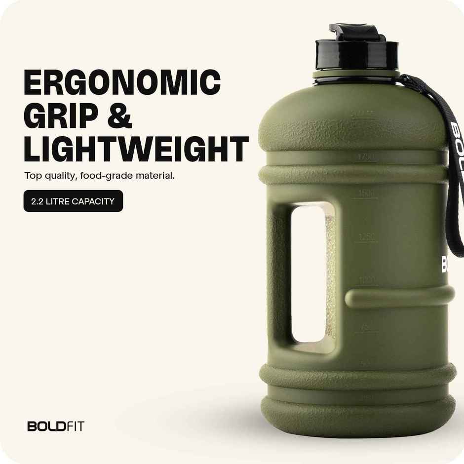 Boldfit 2 Litre Water Bottle For Gym Gallon Water Bottle 2+ | Army Green New