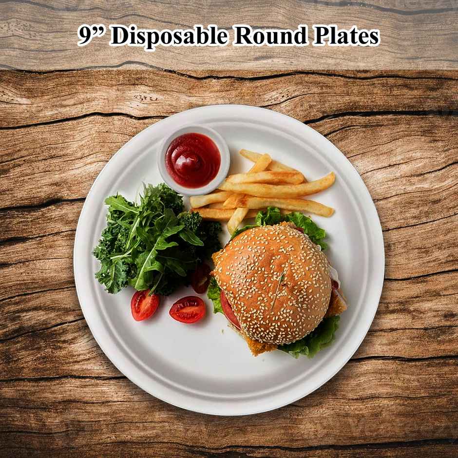 Disposable Bagasse Plates | Round | 9 inch | Ezee