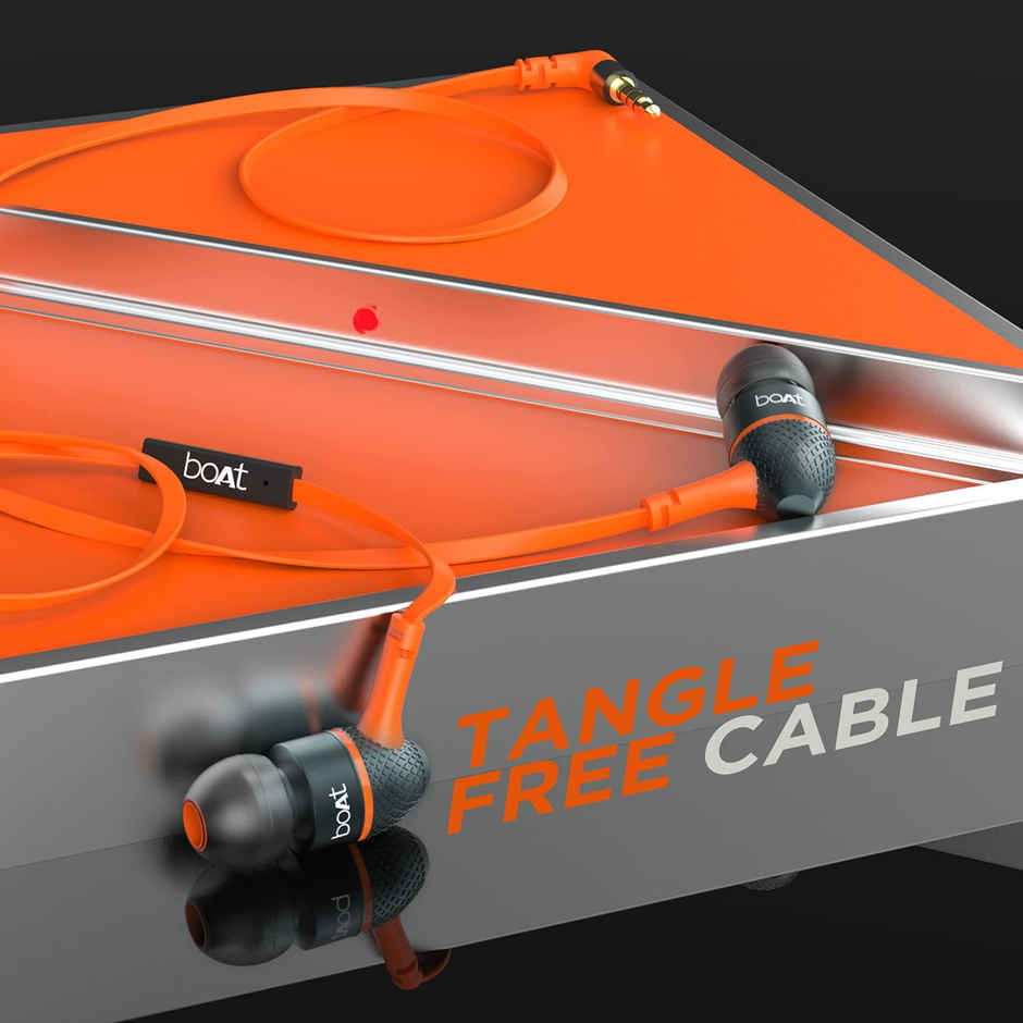 boAt Bassheads 180 in ear Earphones w/ Super Extra Bass One Button Mic & Tangle Free Cable (Orange)