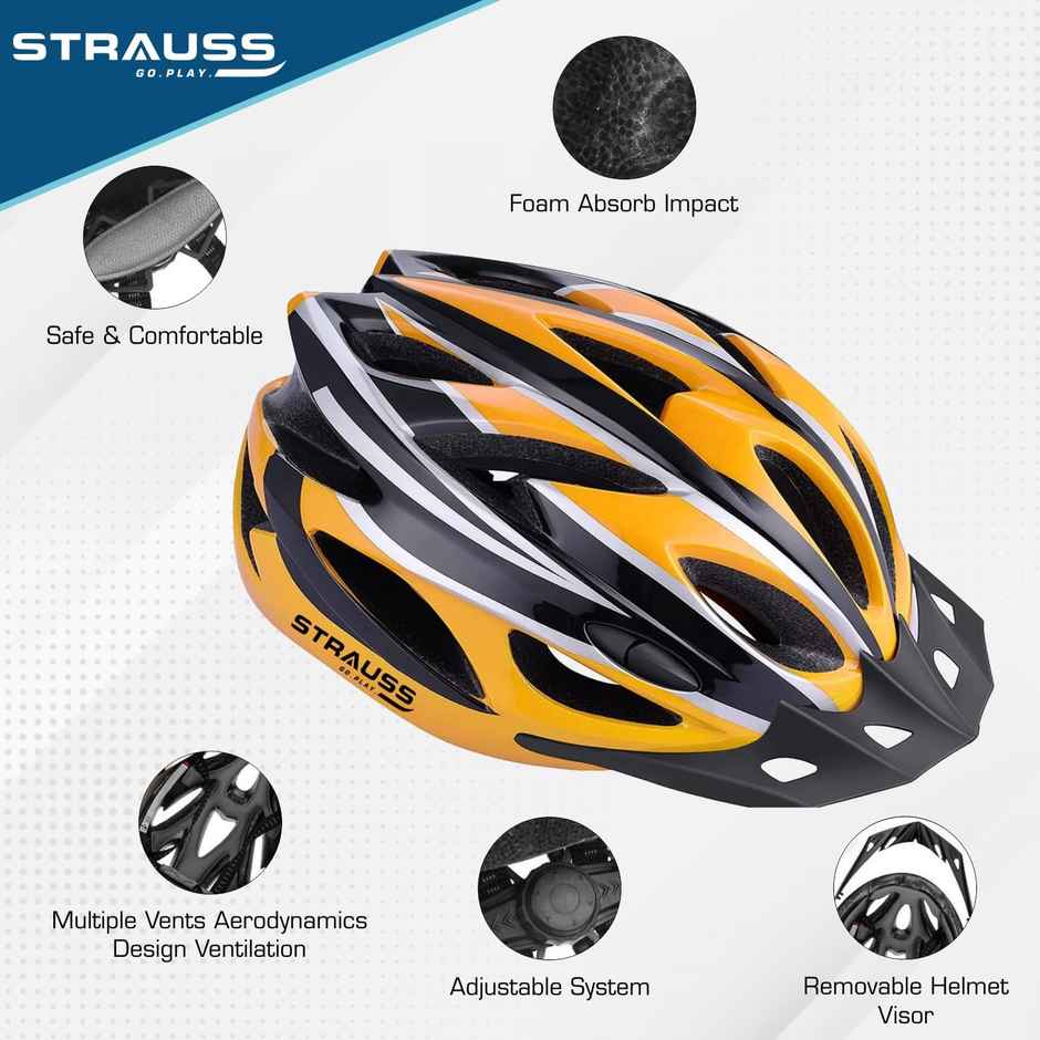 Strauss Cycling Helmet, (Black/Yellow)