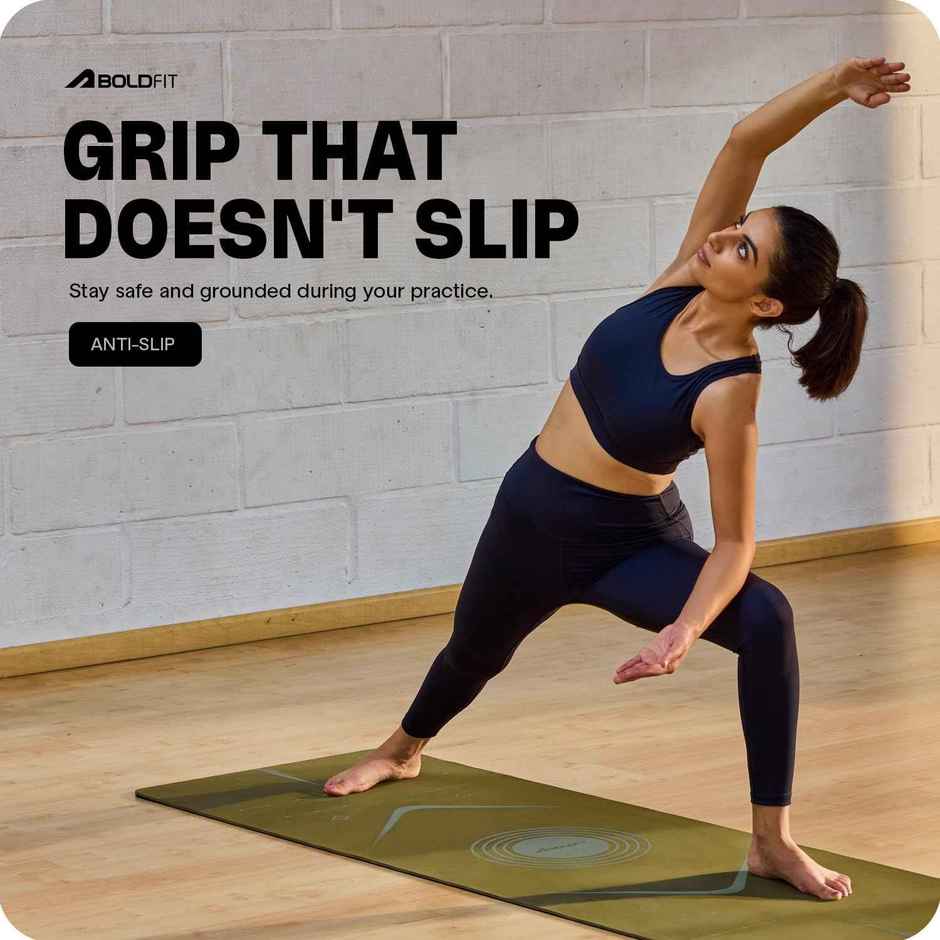 Boldfit Unisex Yoga Mat With Bag 6mm Alignment TPE Rubber Material Extra Thick - Hemlock