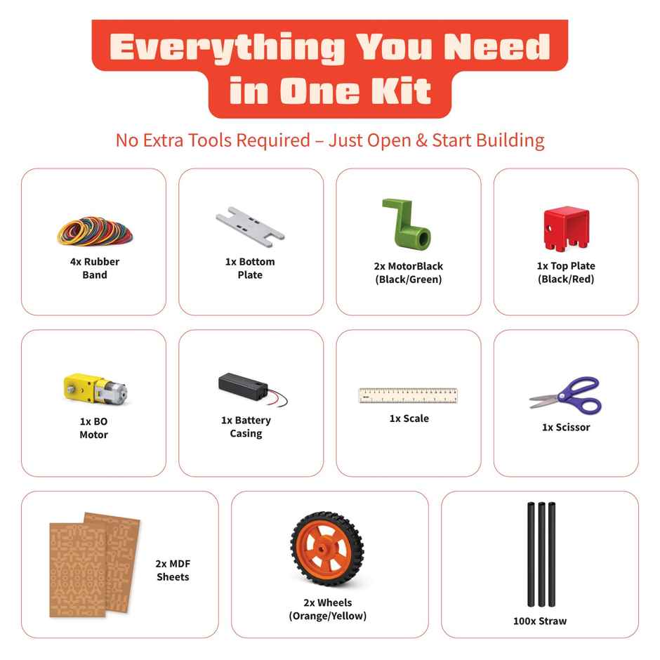 Physics Wallah STEM Straw Robots Kit for Kids | DIY Robotics Kit with 200 Components