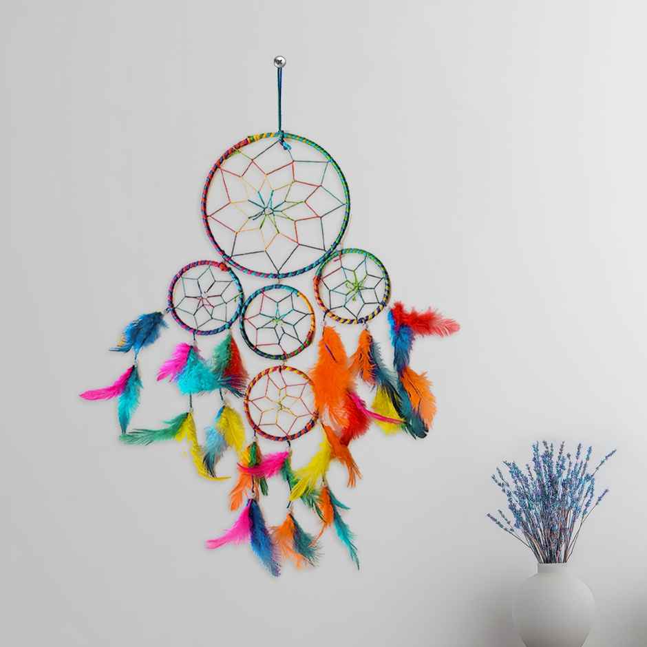 Urbanfix Three Round Dream Catcher for Bedroom & Living Room | Boho Wall Hanging Decoration