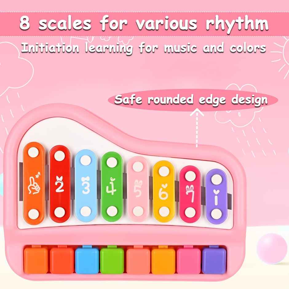 Mommers Xylophone Piano for Kids I 8-Note Musical Toy - Pink