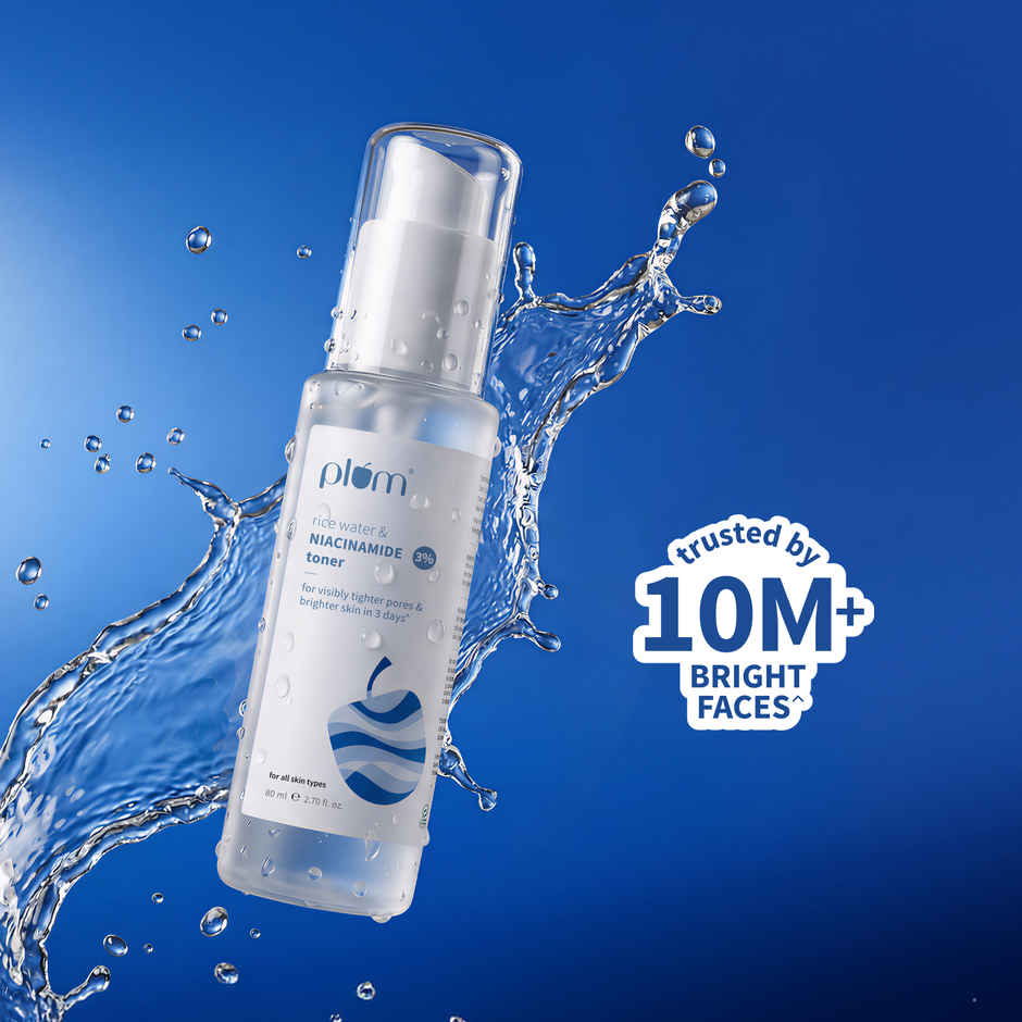 Plum 3% Niacinamide Alcohol-Free Toner With Rice Water | Tightens Pores & Brightens Skin