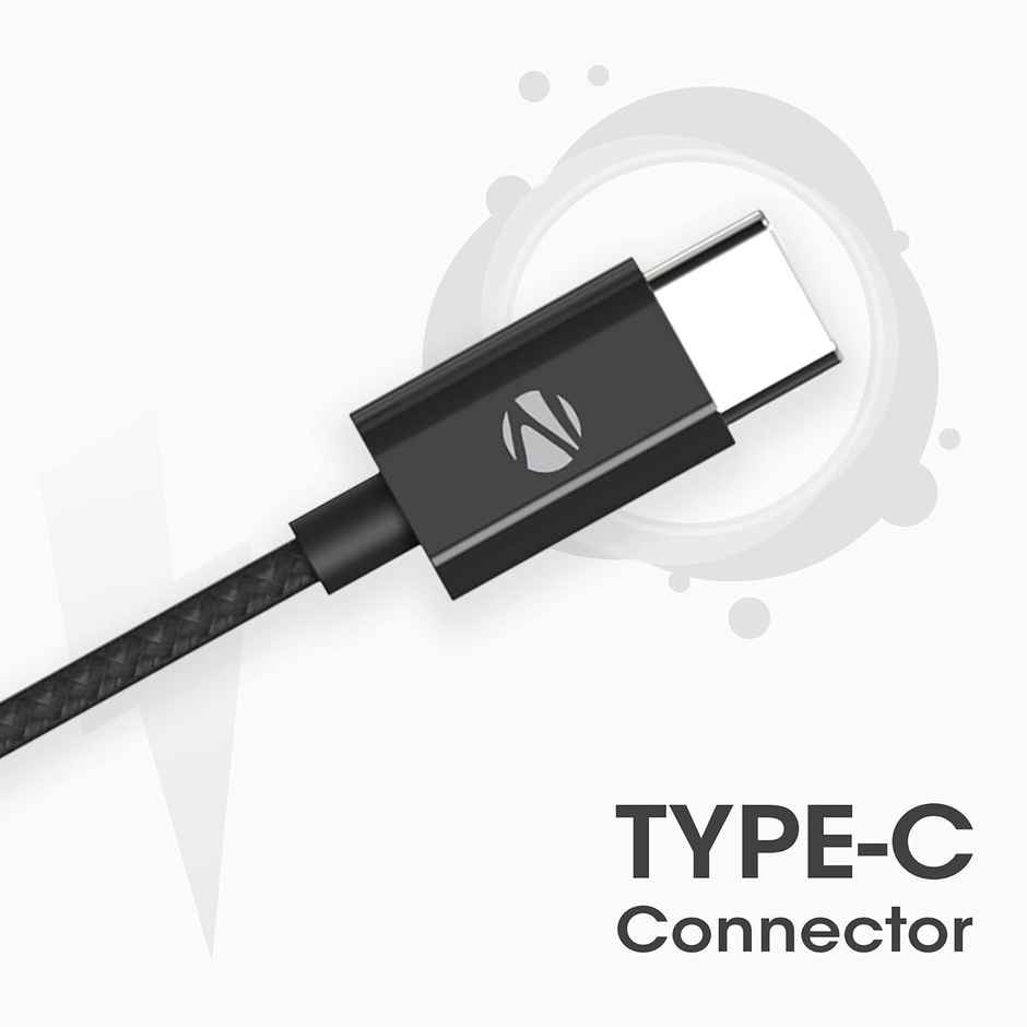 Zebronics Buds C2 Type C Wired Earphones, Mic, Braided 1.2M Cable, 10mm Drivers (Black)