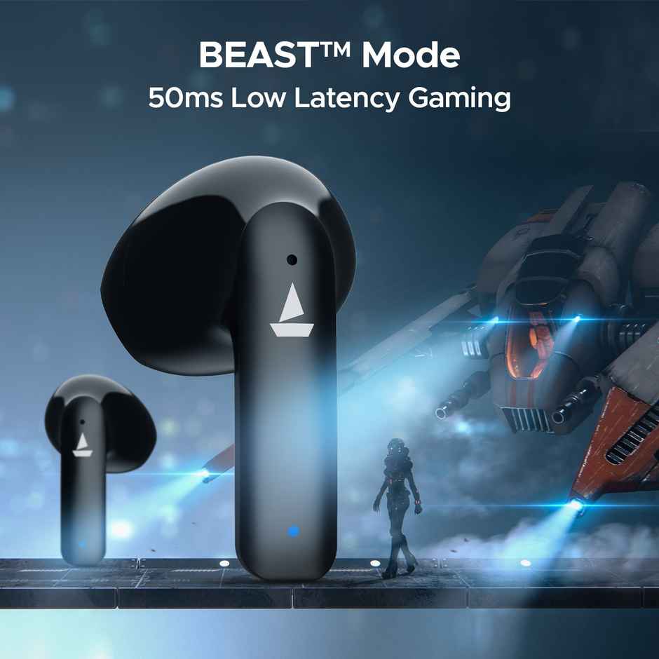 boAt Airdopes 118 Tws Earbuds W/ 50 Hrs Playback, Quad Mics Enx Tech & Beast Mode (Opal Black)