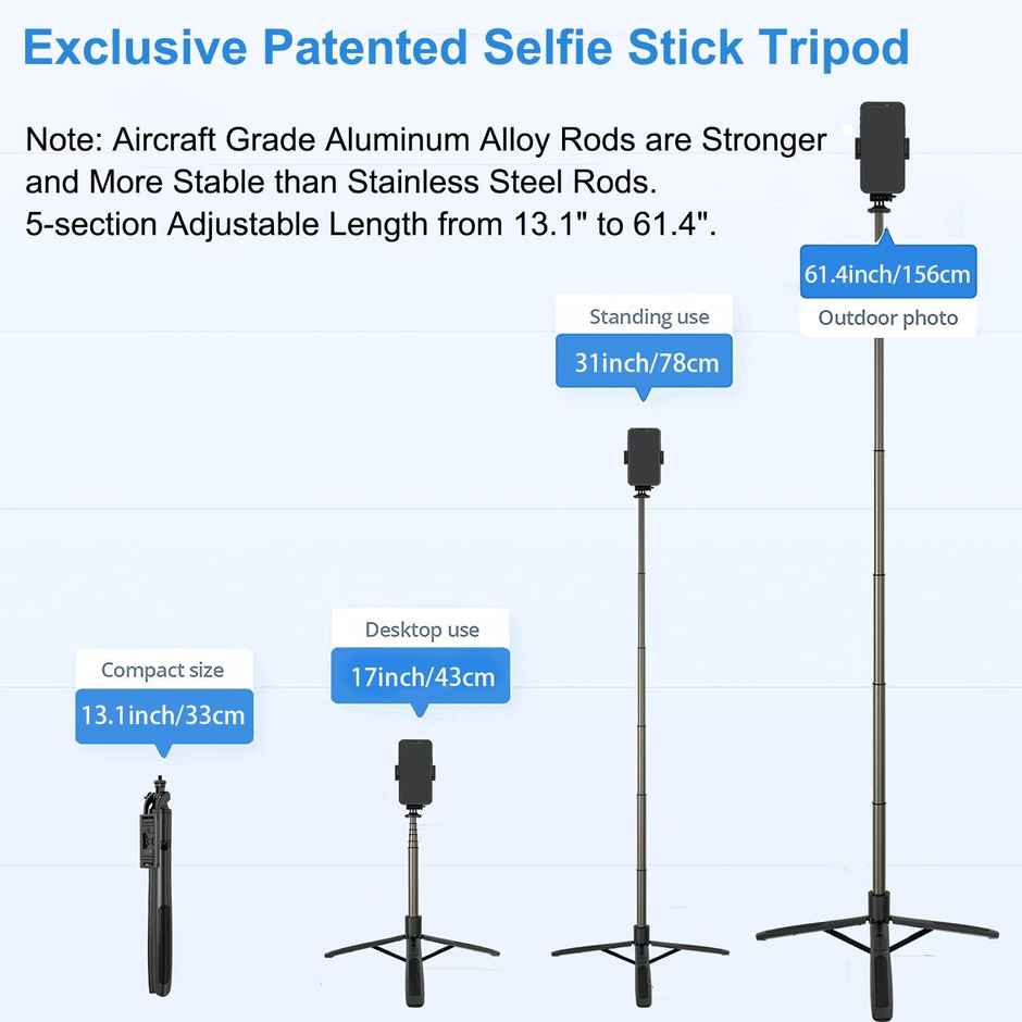 Hashwow Premium Long Selfie Stick With Tripod Stand - Tripod