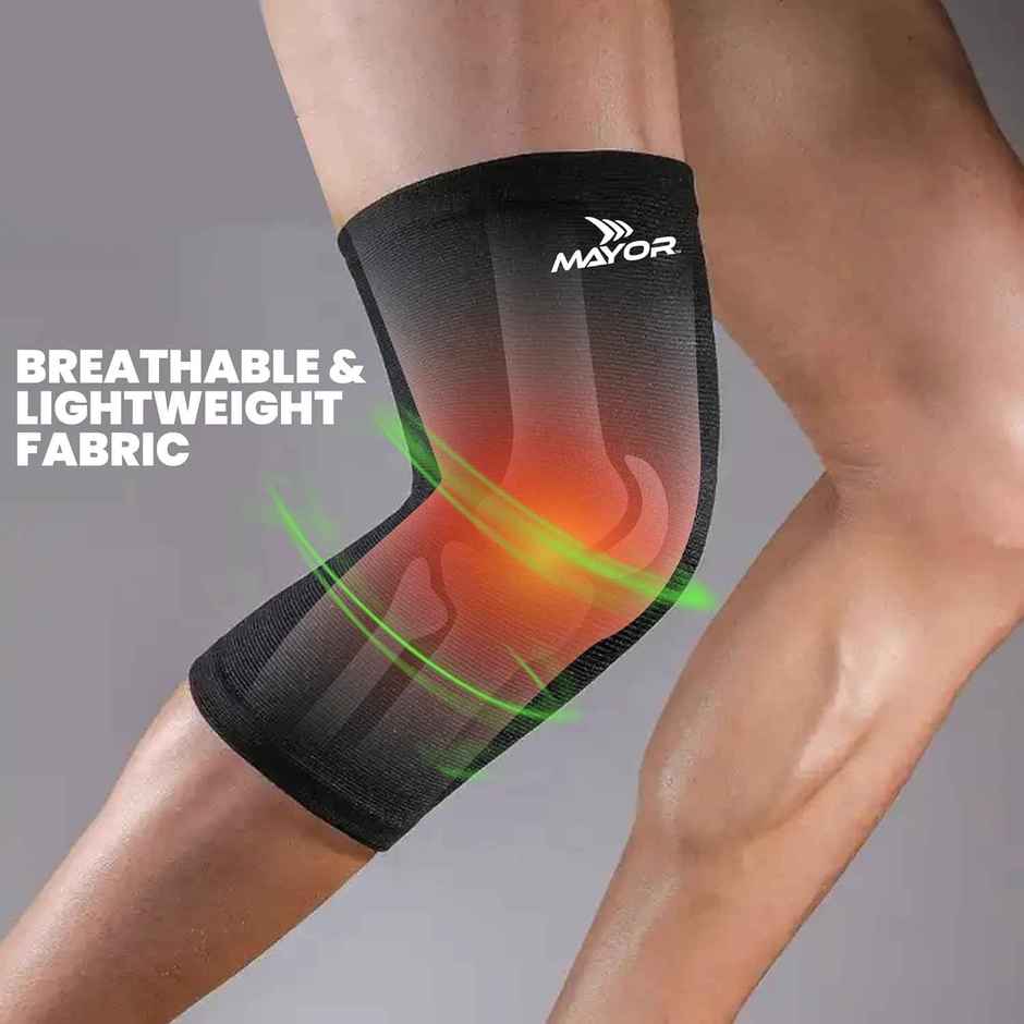 Mayor Pure Knee Support For Exercise, Gym, Running, Yoga, Pain Relief | Black