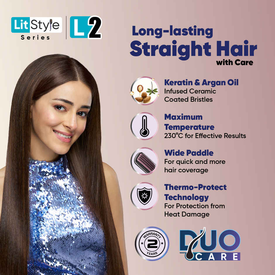 Vega Litstyle L2 Hair Straightener Brush for Women With Keratin - Vhsb-07