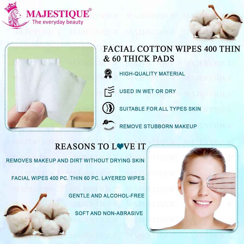 Majestique Facial Cotton Pads - Soft and Makeup Remover Wipes | 460 pcs