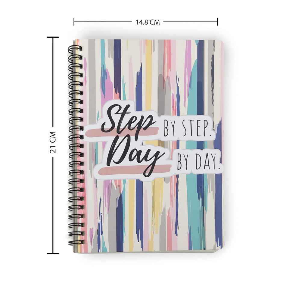 Papboo Dot Grid Spiral Wiro Notebook | 120 Pages | 21 x 15 cm | 90 Gsm | Step By Step