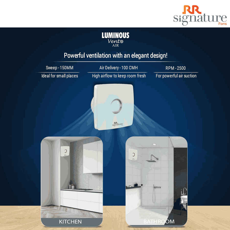 RR Signature Vento Air Exhaust Fan,150mm, High Speed,Noiseless, Anti-Rust, White