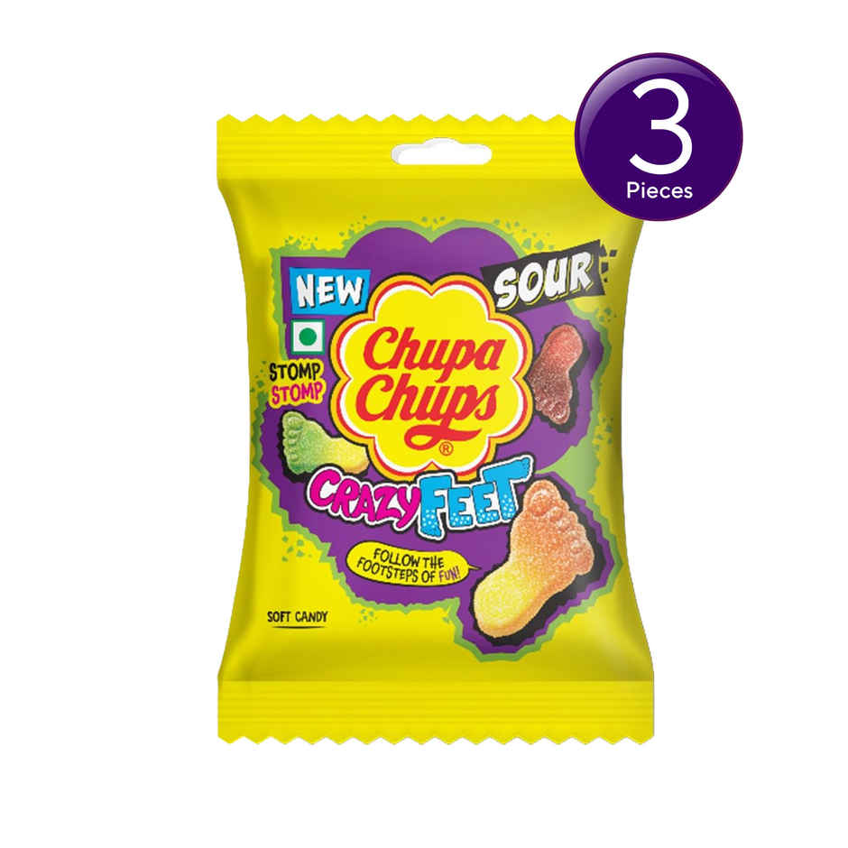 Chupa Chups Sour Crazy Feet Assorted Flavour Soft Candy Combo 
