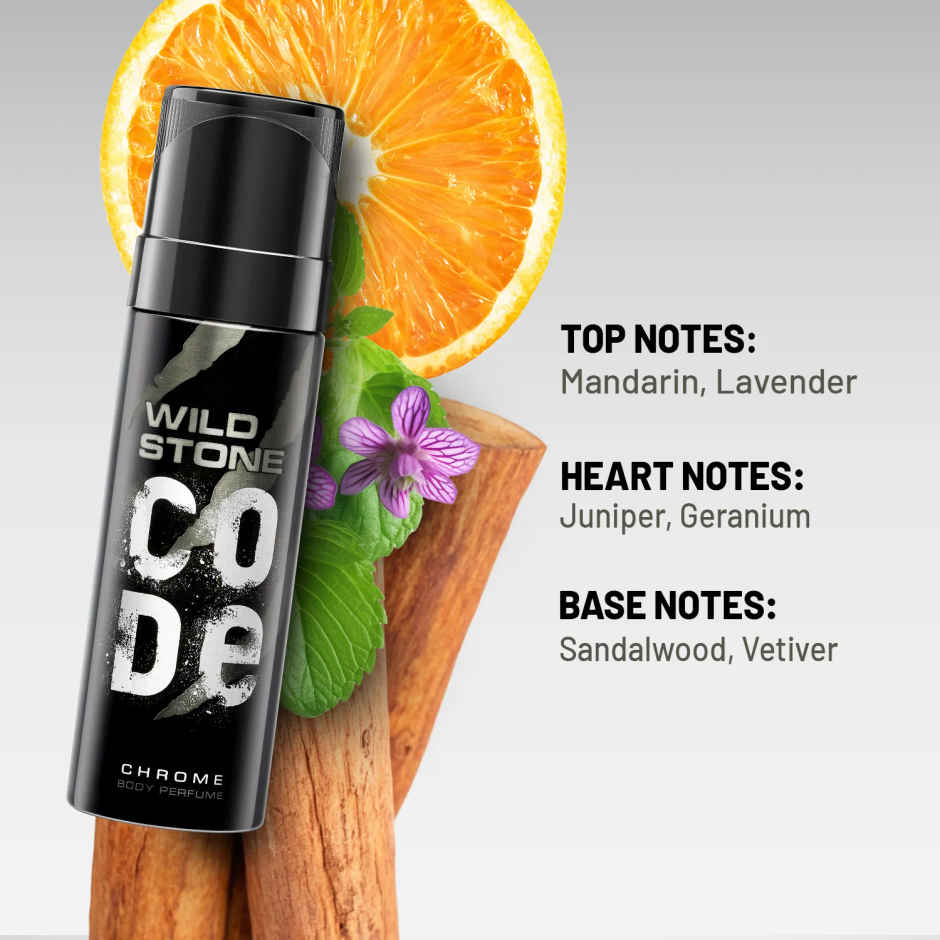 Wild Stone CODE Chrome Body Perfume | Men Deodorant | Long-Lasting