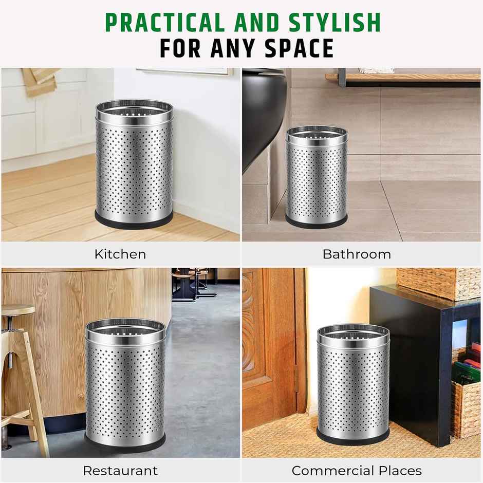 Robustt Stainless Steel Dustbin - 10 L | Silver