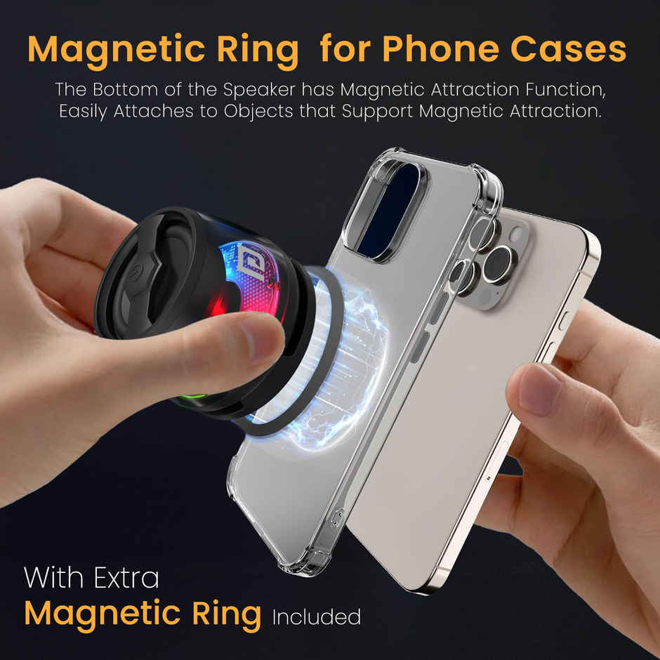 Portronics Nadya 6W Magnetic Bluetooth Speaker with MagSafe Mobile Stand, 4H Playtime | Black