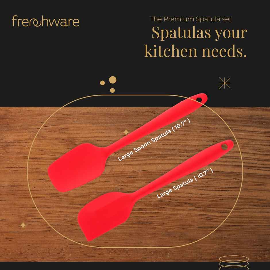 Frenchware Non-Stick Premium Silicone Spatula | Large Spatula & Large Spoon - Red