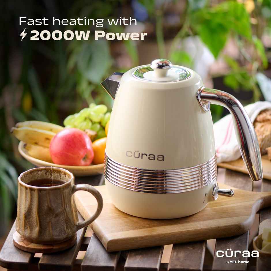 Curaa Retro Electric Kettle 1.8 L | 2000 W Kettle For Hot Water | Detachable Lid | Cool-Touch Handle